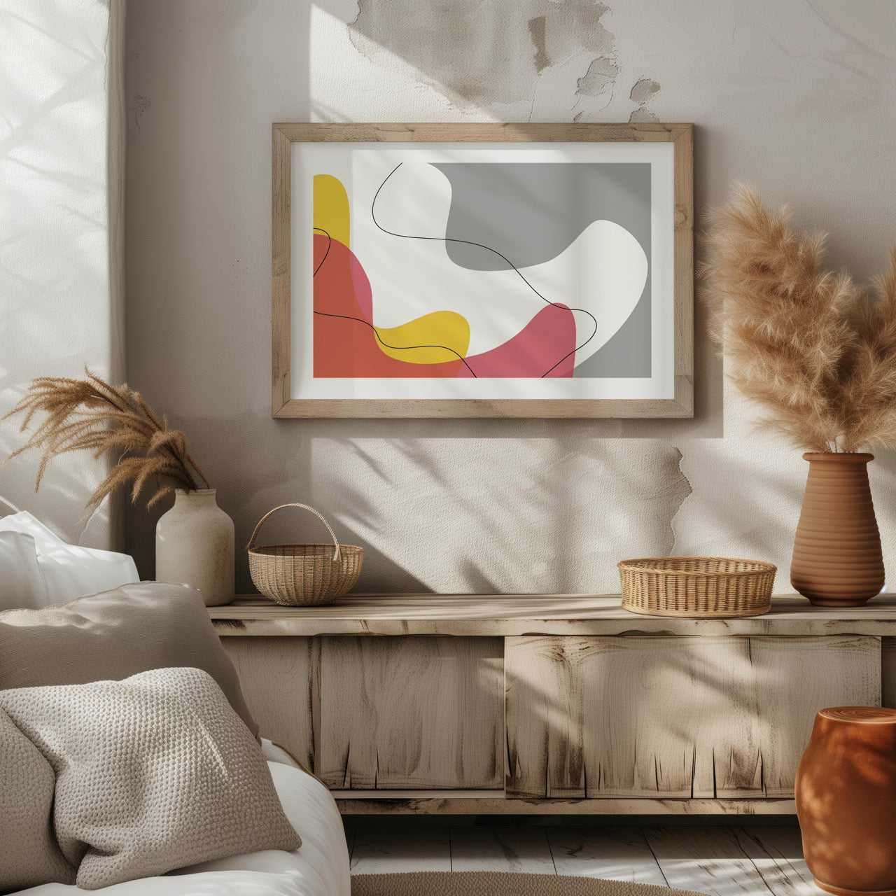 Modern Minimalist Colour Waves - Rolled Poster Wall Art Print-2