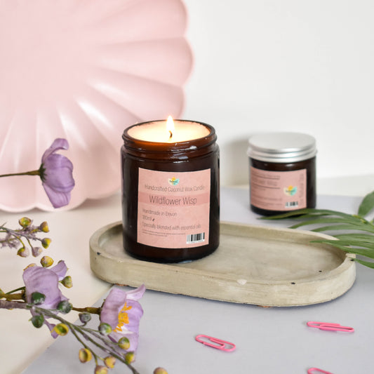 Wildflower Wisp hand poured coconut wax candle - 2 size options-0