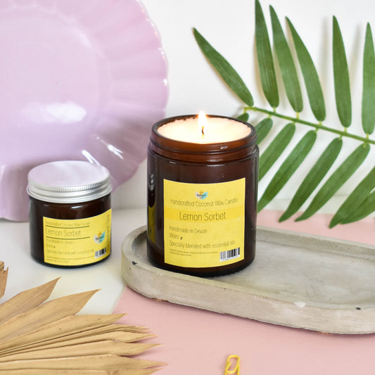 Lemon Sorbet hand poured coconut wax candle - 2 size options-0