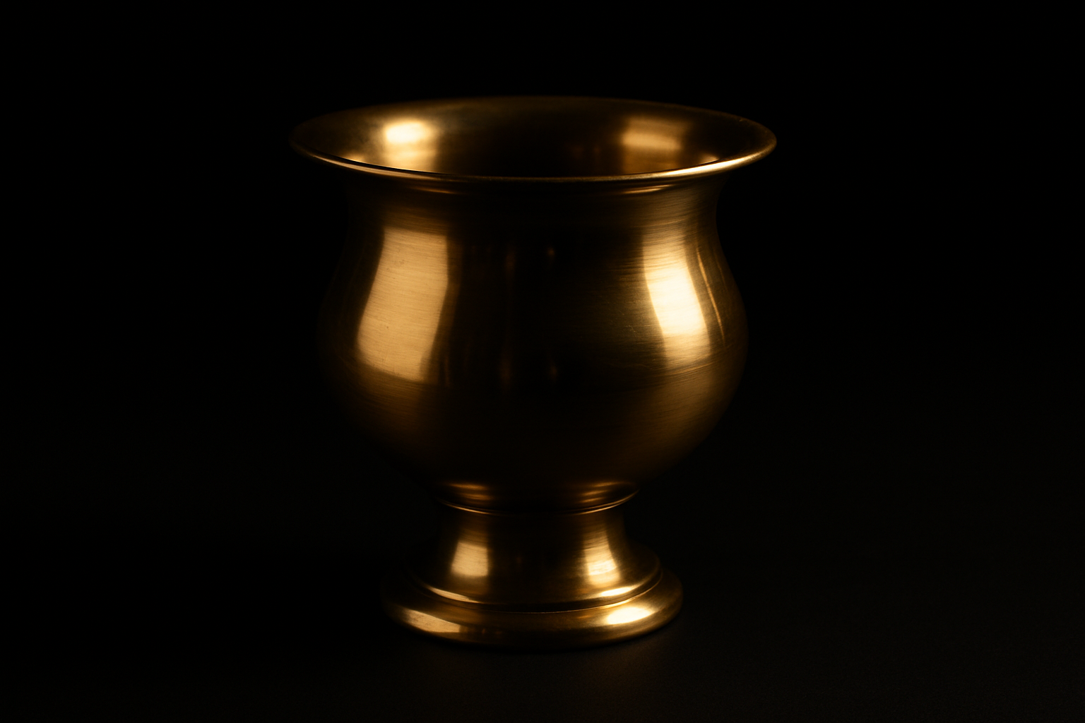 brass item on a black background