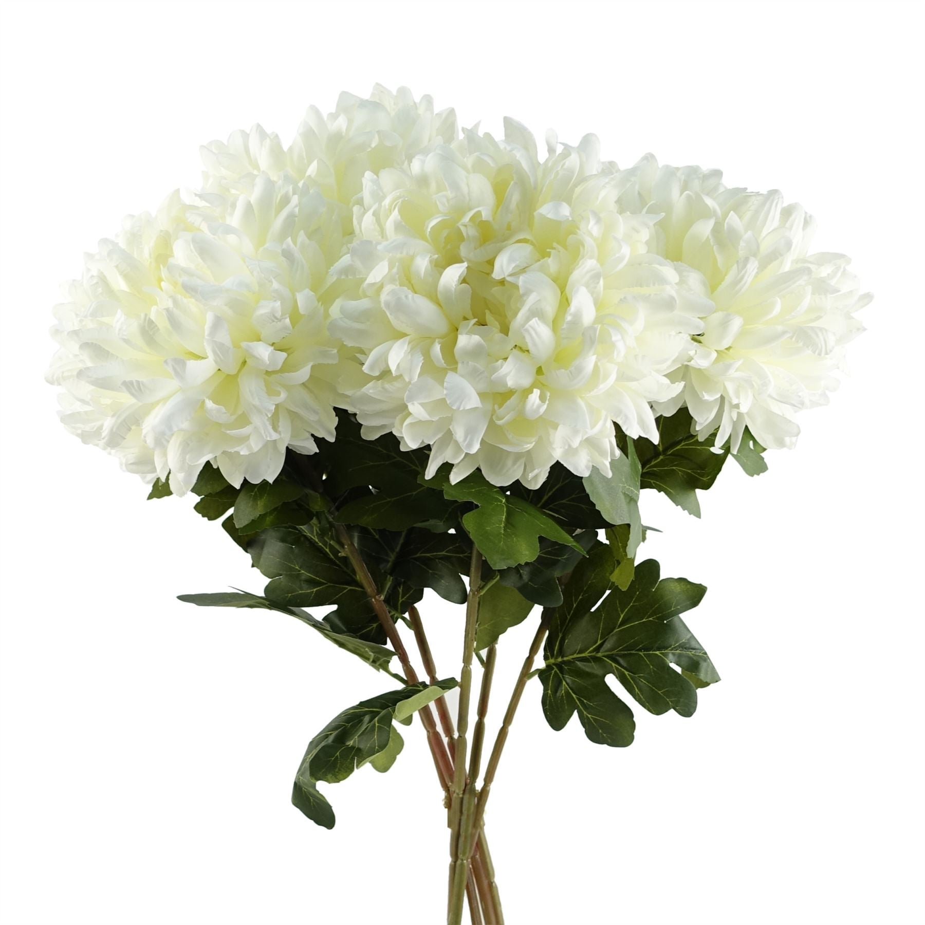 Pack of 6 x Artificial Flowers Extra Large Reflex Chrysanthemum - White 75cm-0